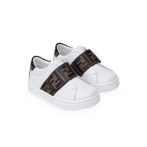 Fendi Kids Sneakers in White with Brown Accents